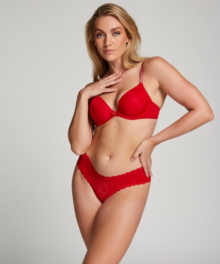 V-shaped Brazilian knickers mesh, Red