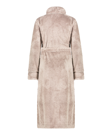 Long Fleece Bathrobe, Brown