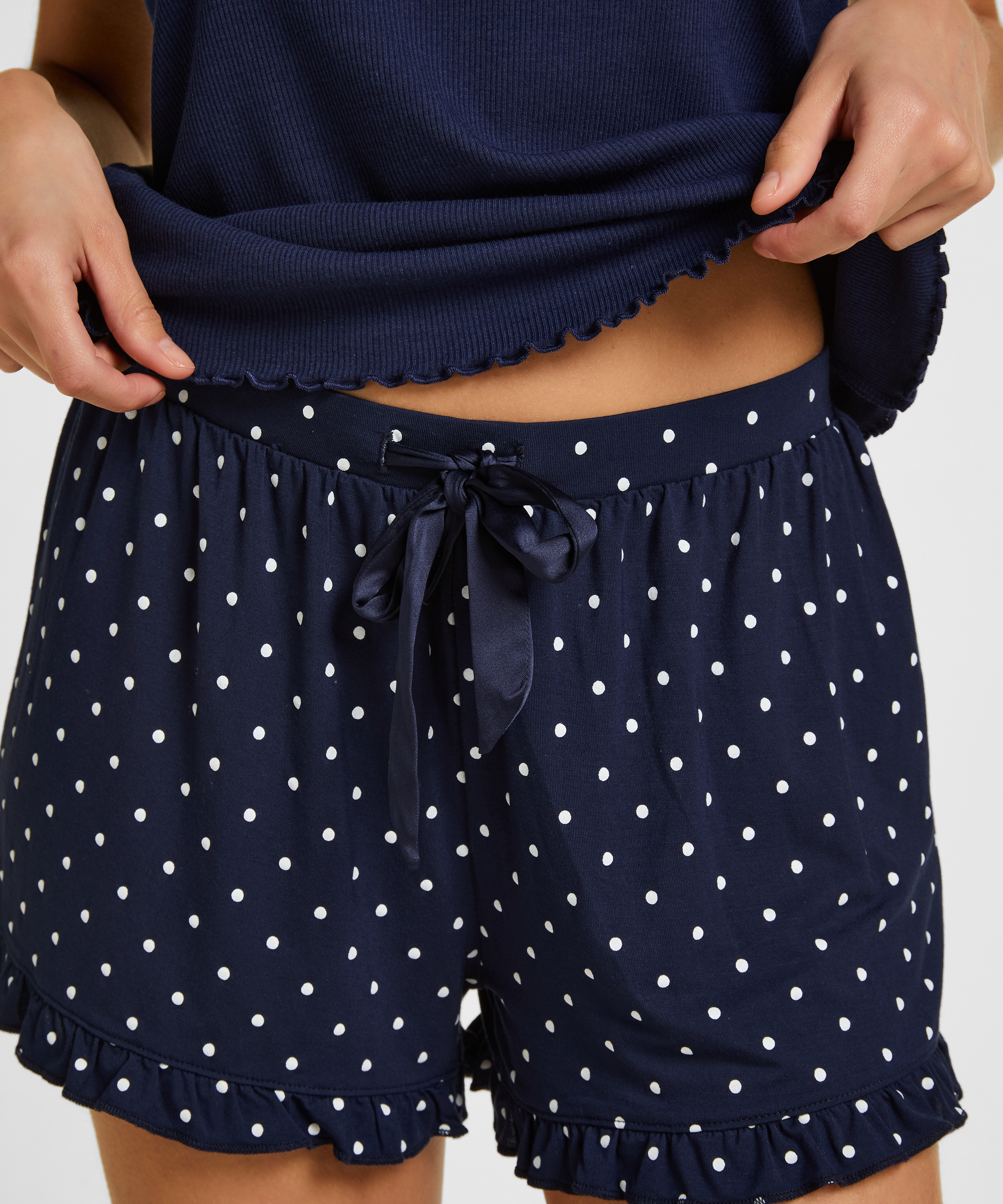 Jersey Ruffled Shorts, Blue, main