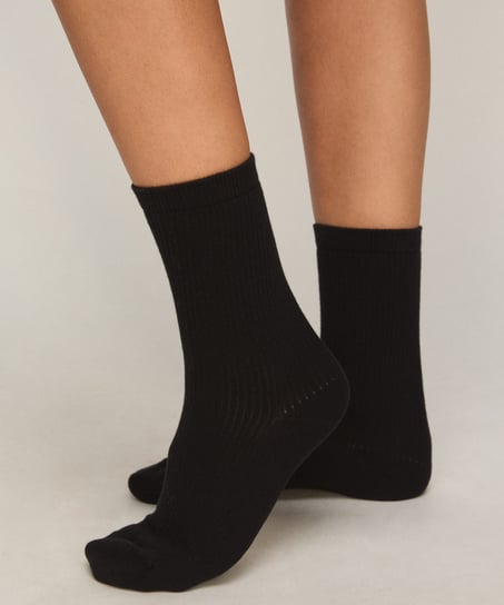 3-Pack Cotton Crew Socks, Black