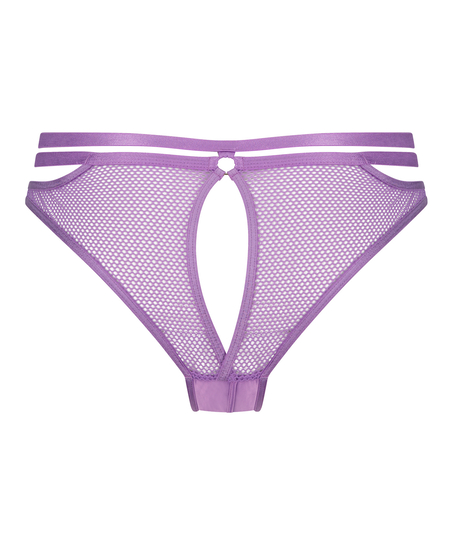 Pleasure Open-Crotch Brazilian Knickers, Purple
