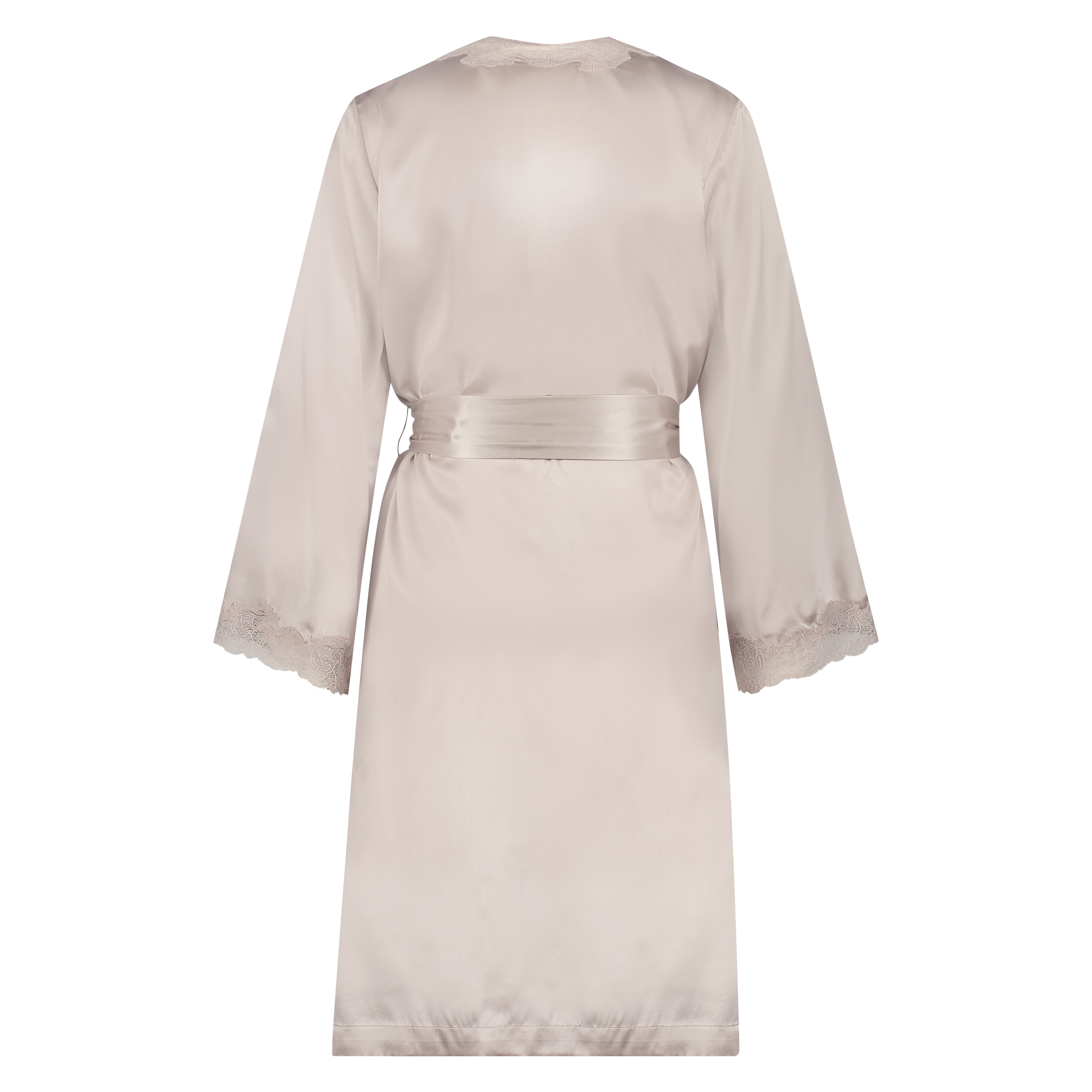 Silk lace trim kimono, Pink, main