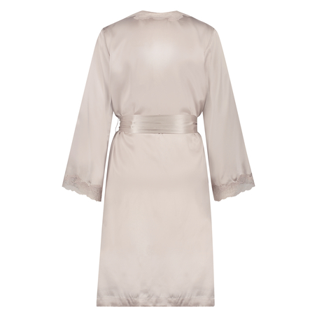 Silk lace trim kimono, Pink