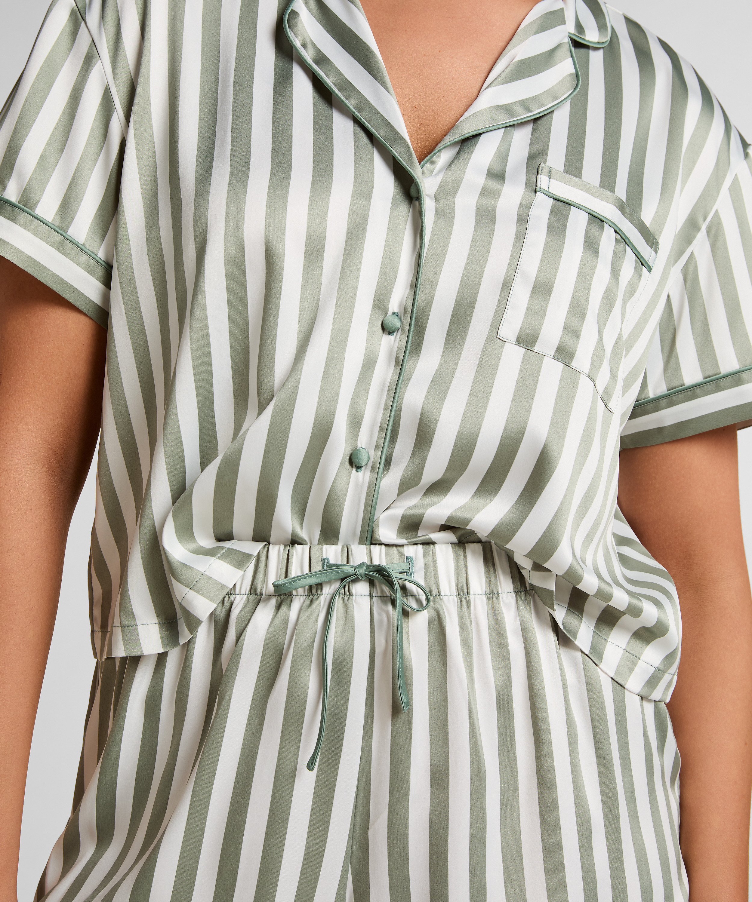 Satin Pyjama Set, Green, main