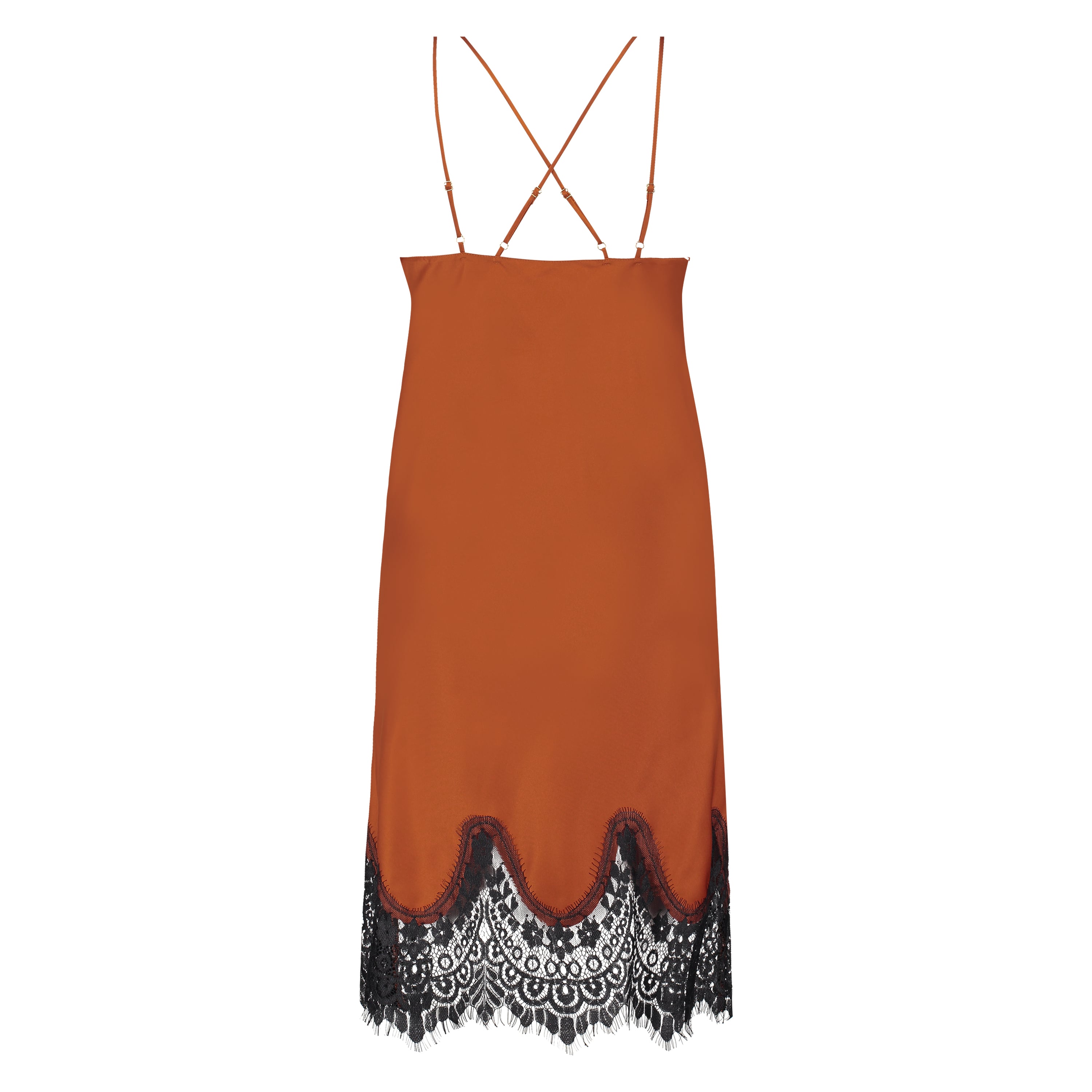 Lace Satin Slip Dress, Red, main