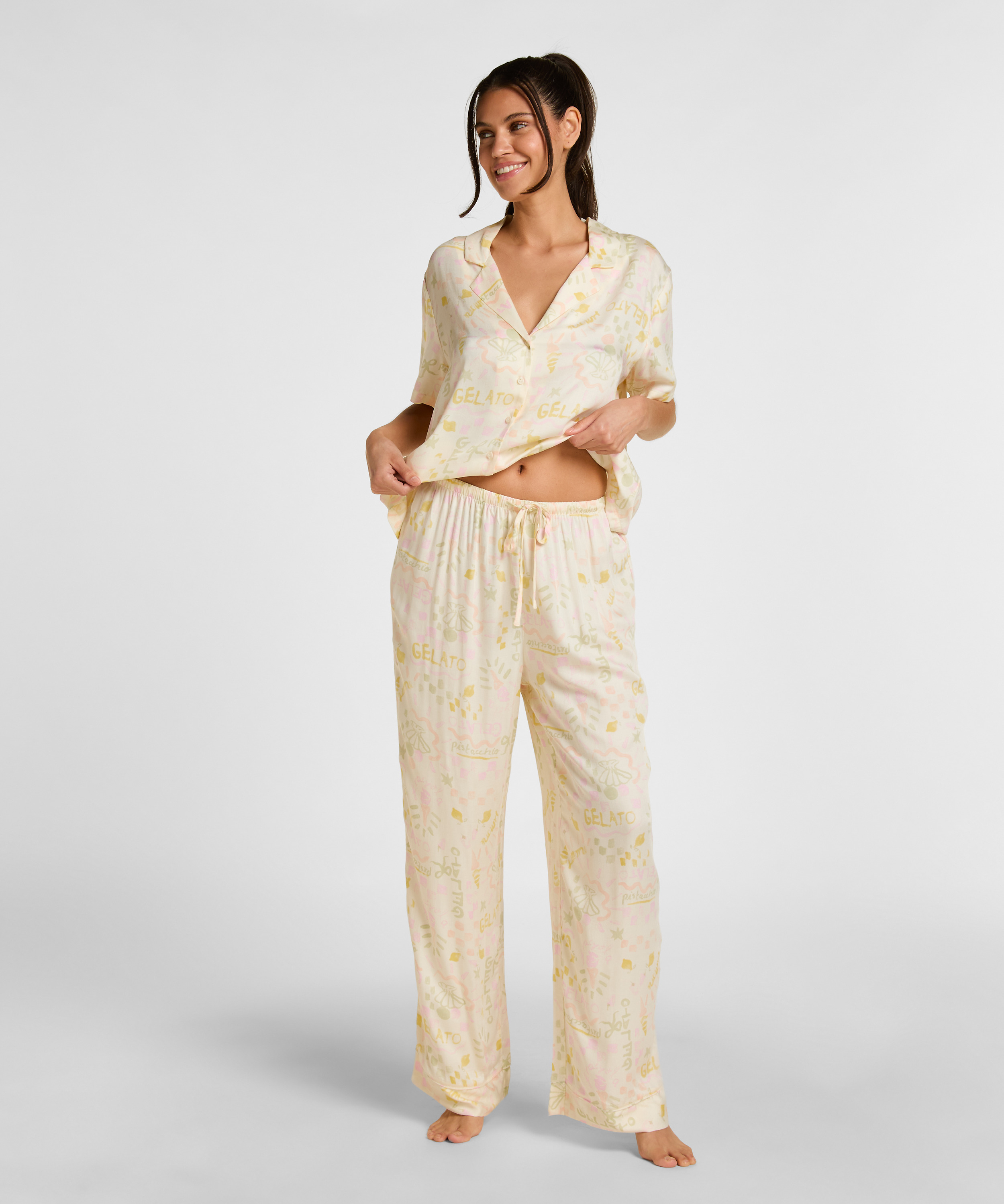 Satin Trousers, White, main