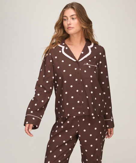 Pyjama Set Poplin Ruffle, Brown
