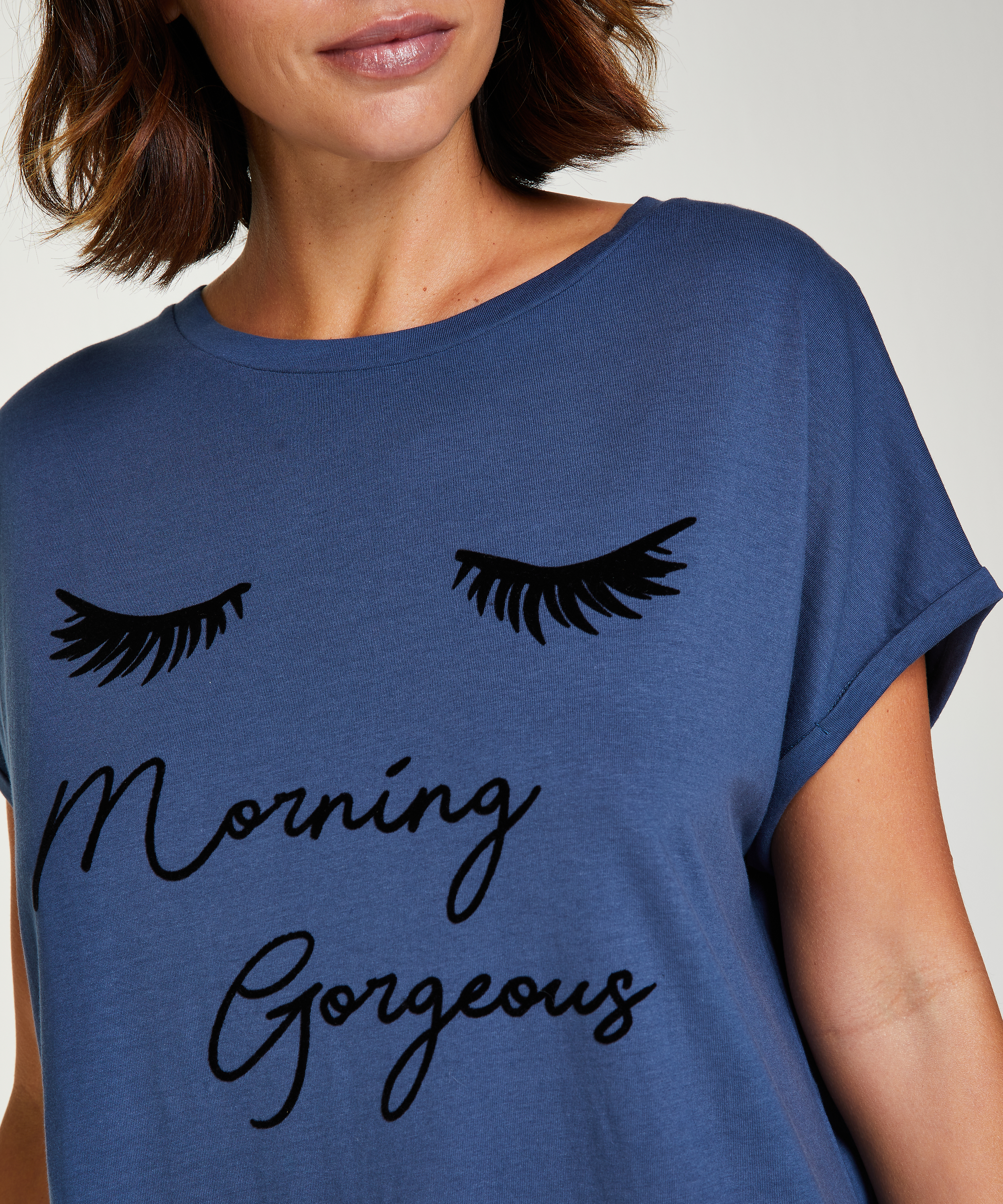 Round Neck Nightshirt, Blue, main