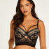 Cleo padded longline underwired bra, Black