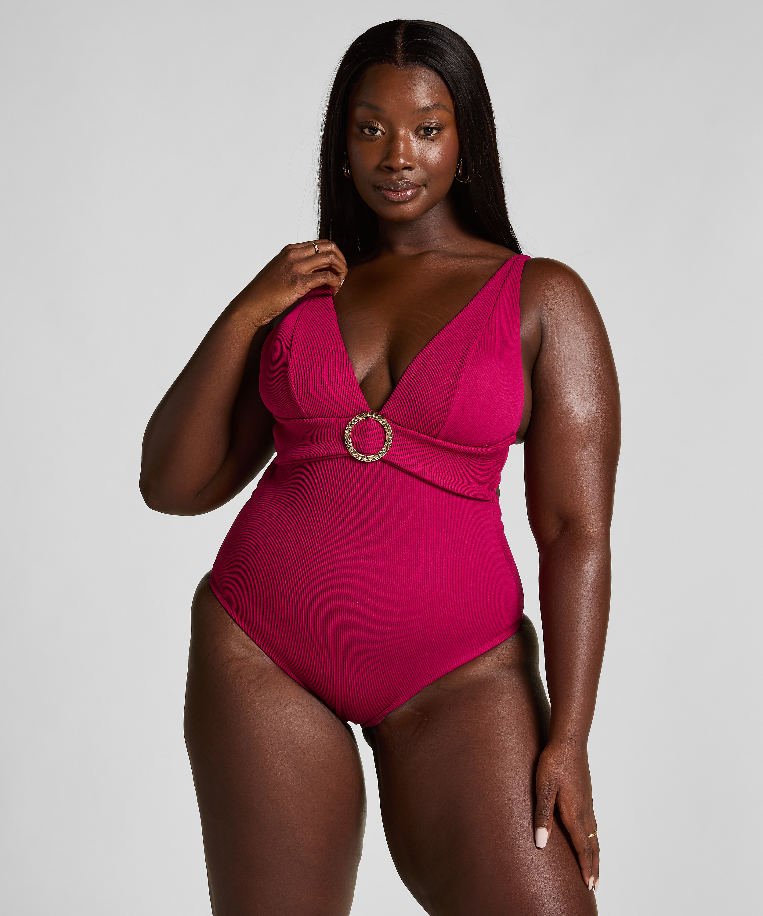 Crinkle Ring Bathingsuit, Red, main