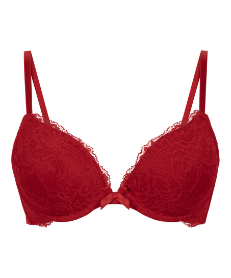 Teddy Padded Push-Up Underwired Bra, Red