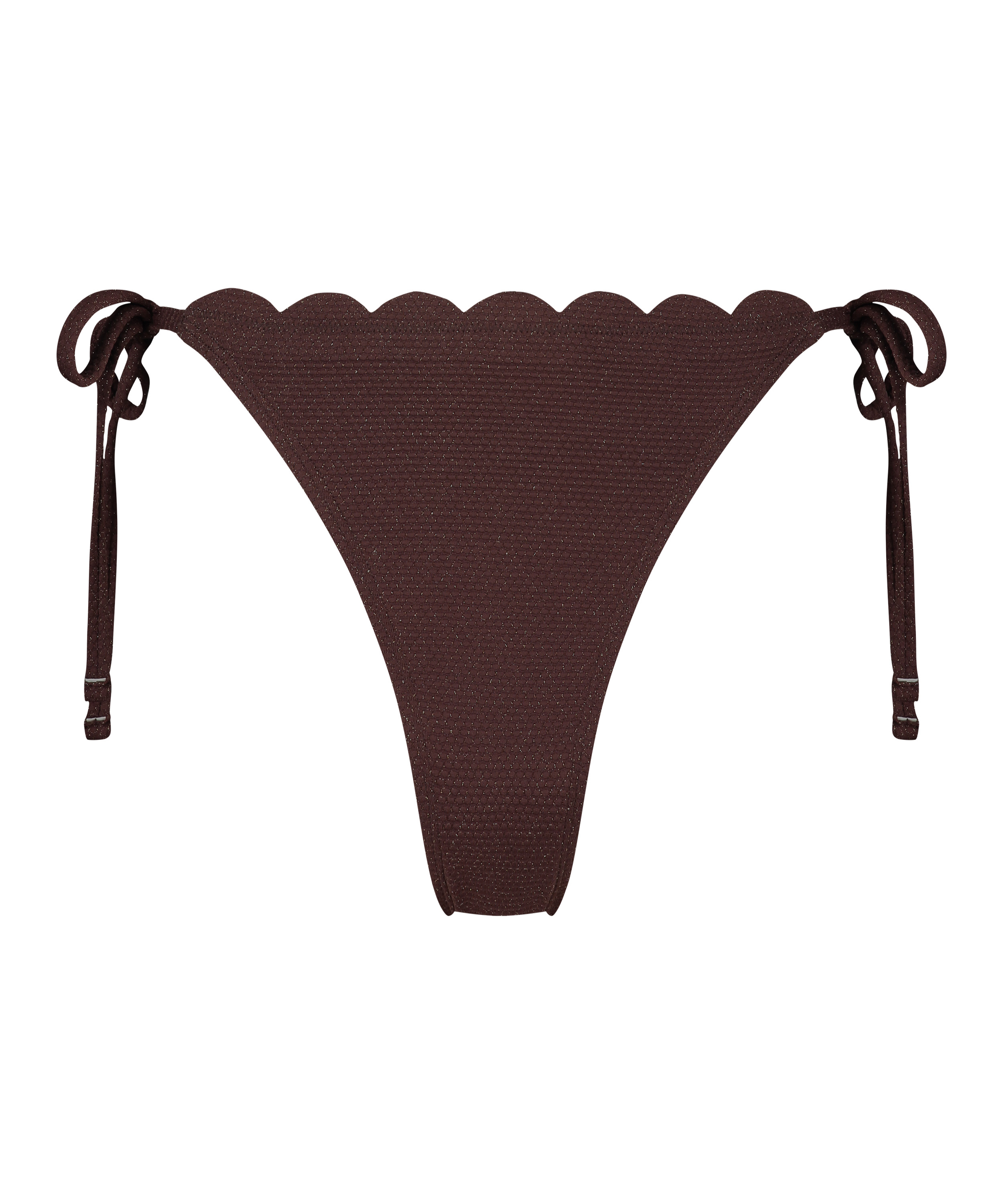 Scallop Lurex Cheeky Tanga Bikini Bottoms, Brown, main