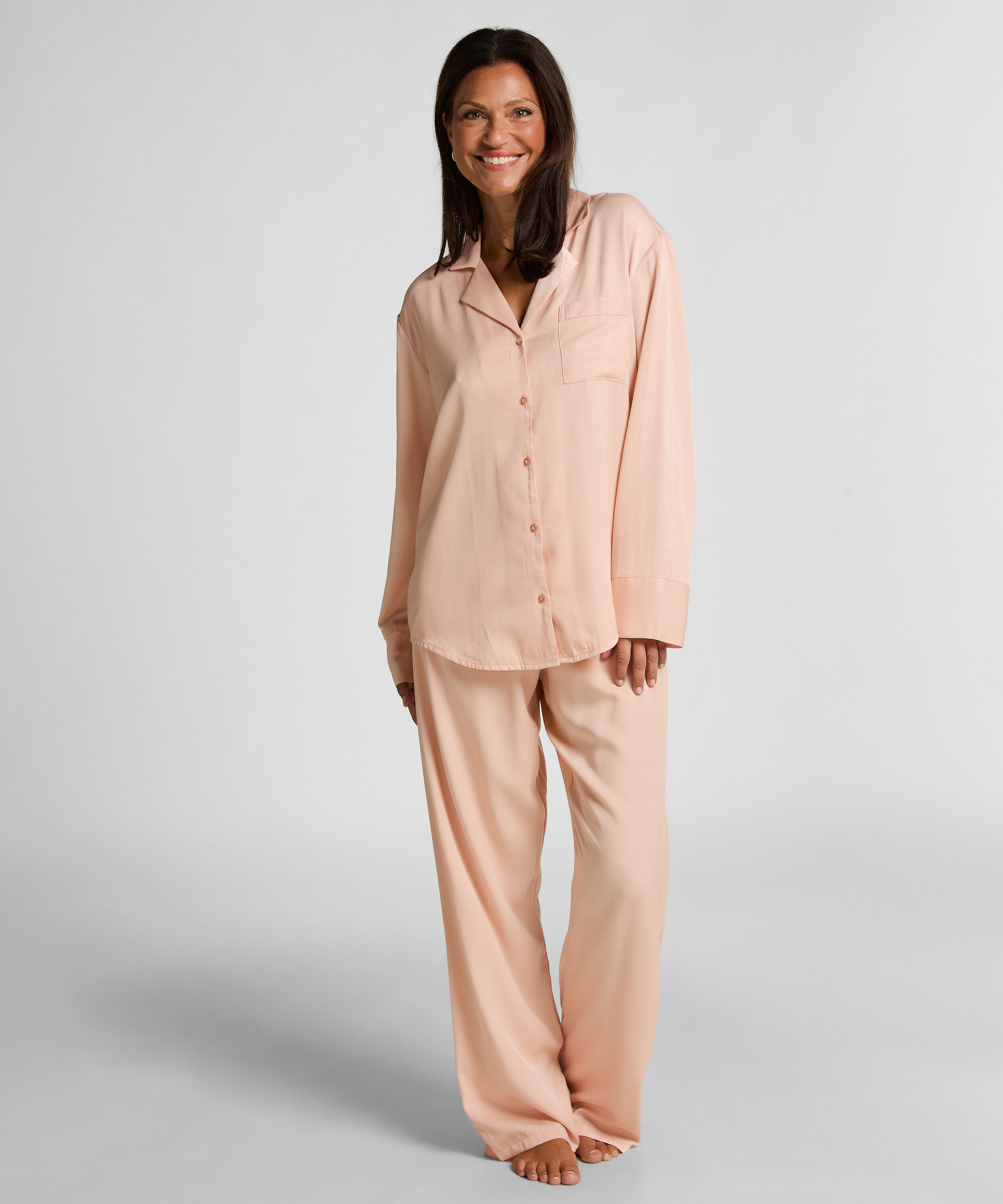 Ayla Satin Long-Sleeved Jacket, Pink