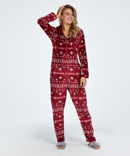 Flannel Fleece Onesie, Red