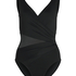 Shaping Shell Mesh Swimsuit, Black