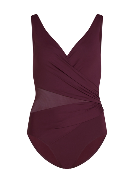Shaping Shell Mesh Swimsuit, Purple