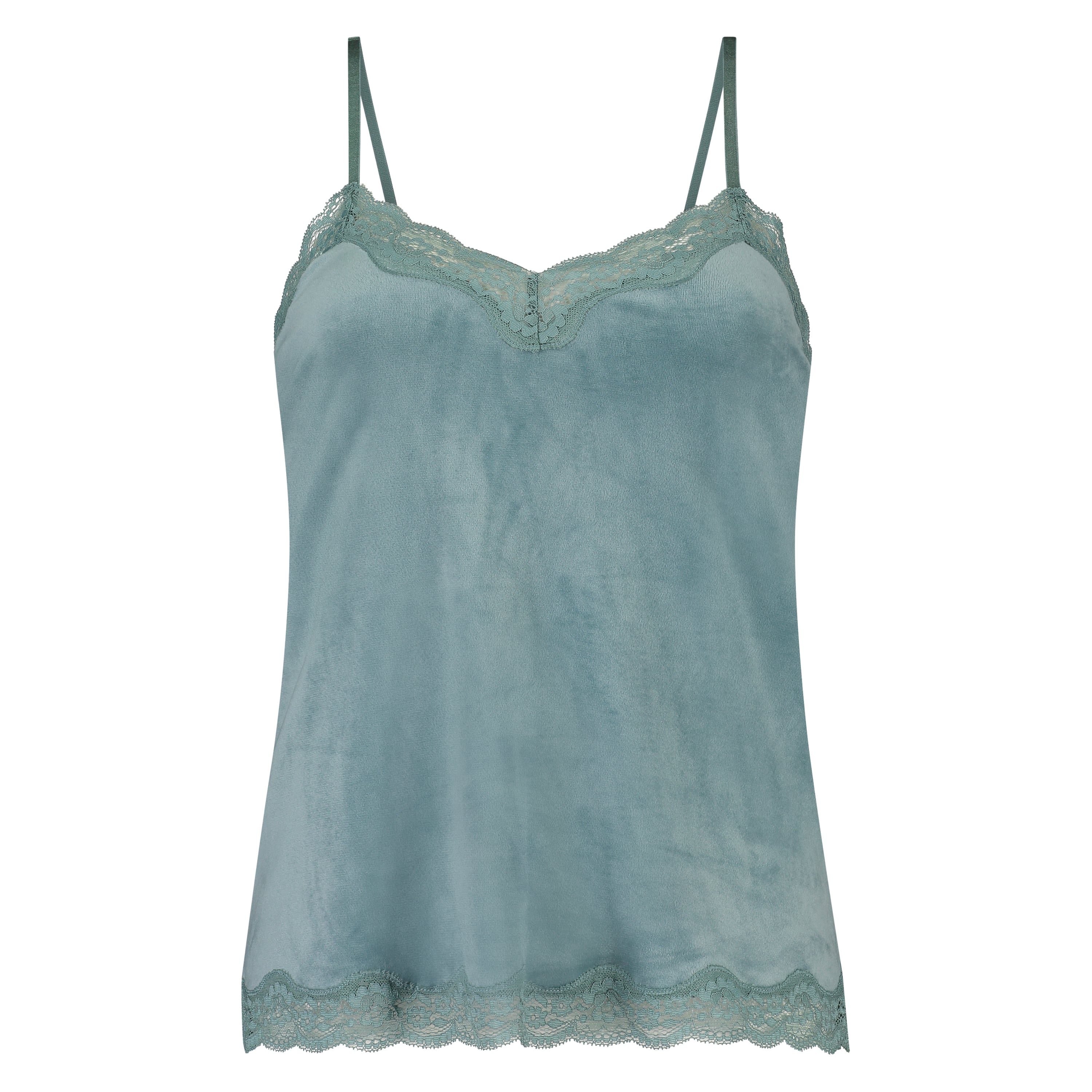 Pyjama Cami Velours Lace, Green, main