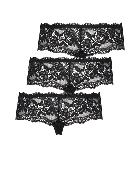 Florence 3-pack boxer thongs, Black