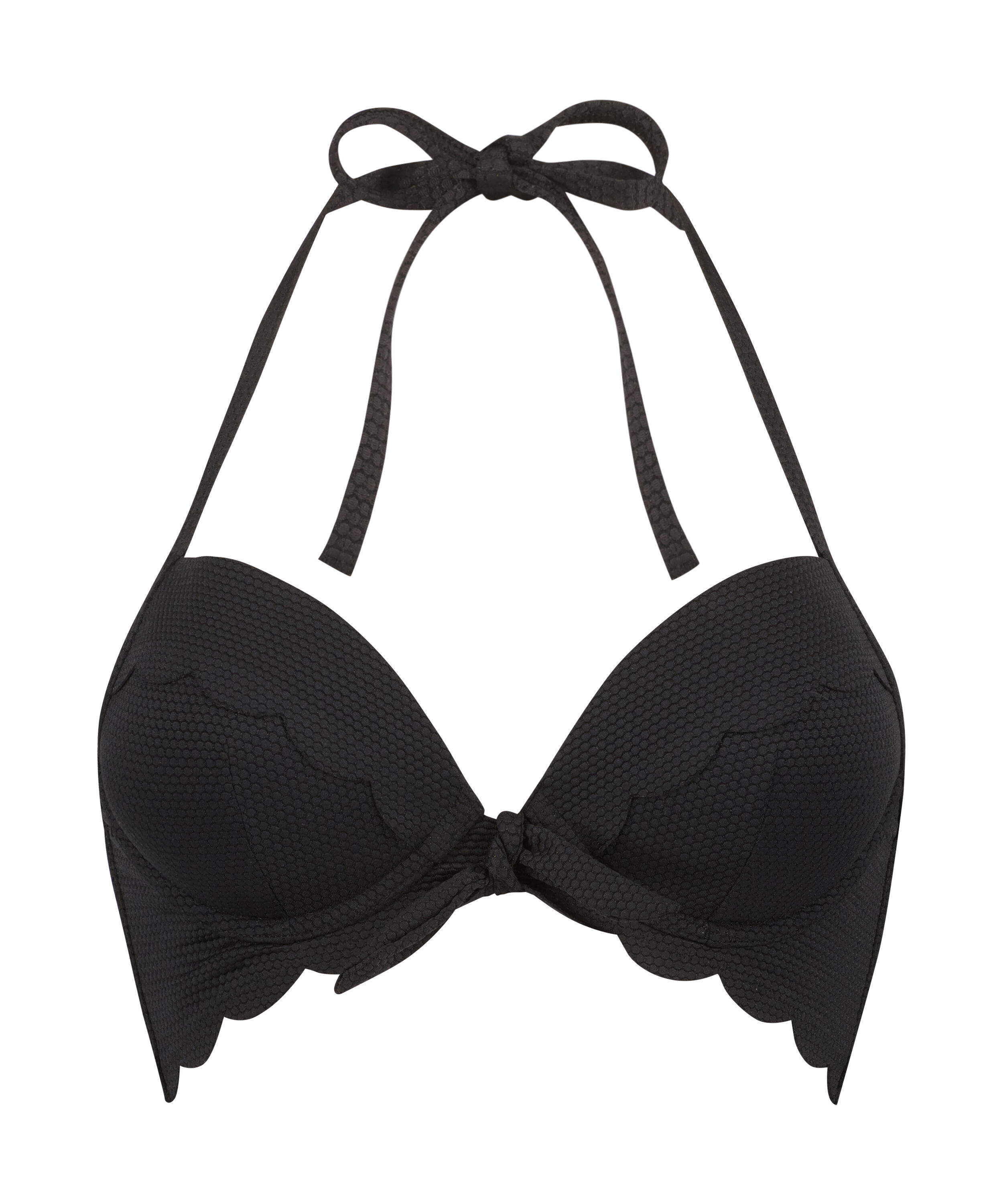 Push Up Bikini Top Scallop, Black