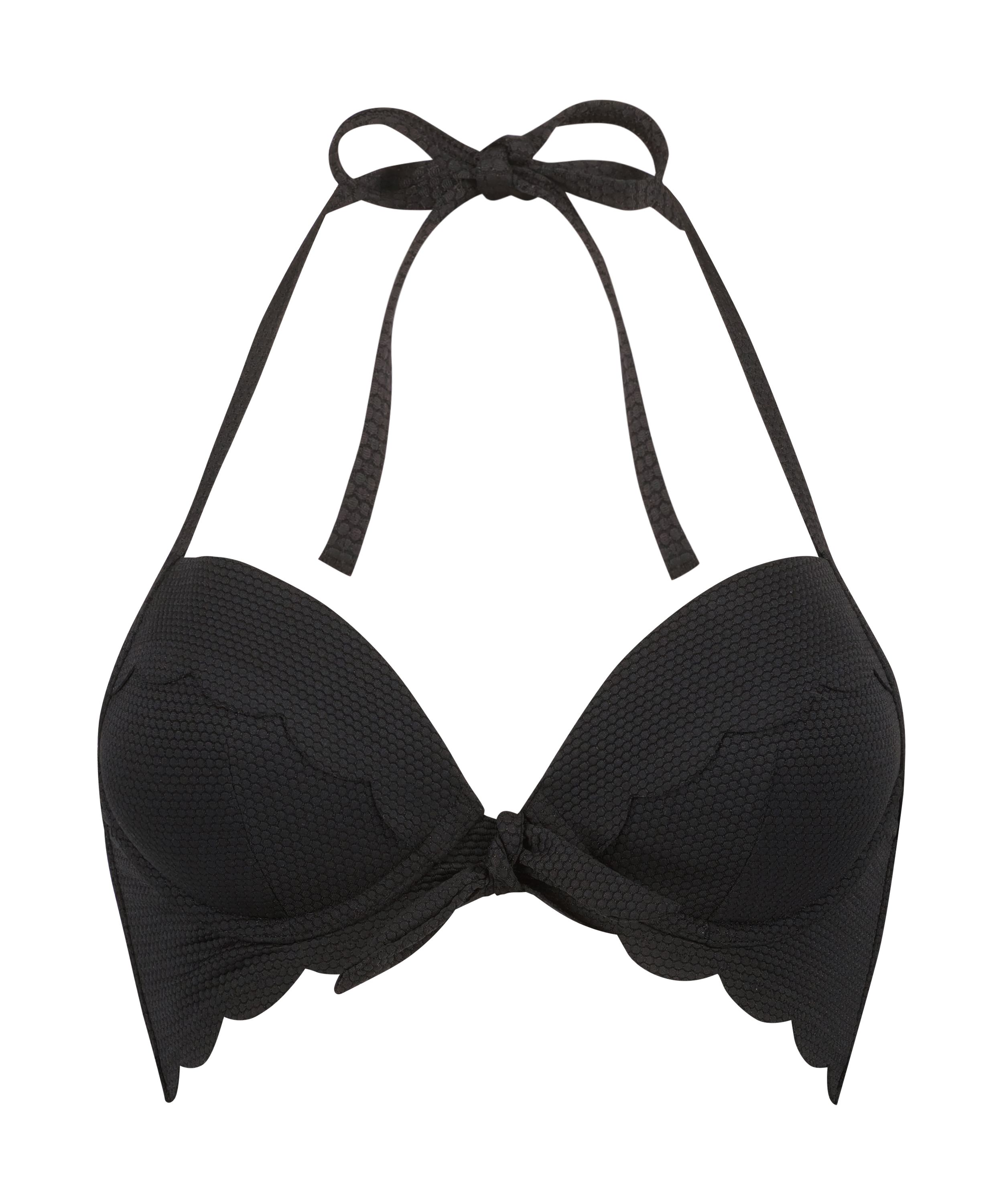 Push Up Bikini Top Scallop, Black, main