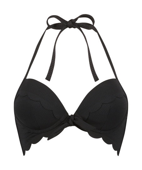 Push Up Bikini Top Scallop, Black