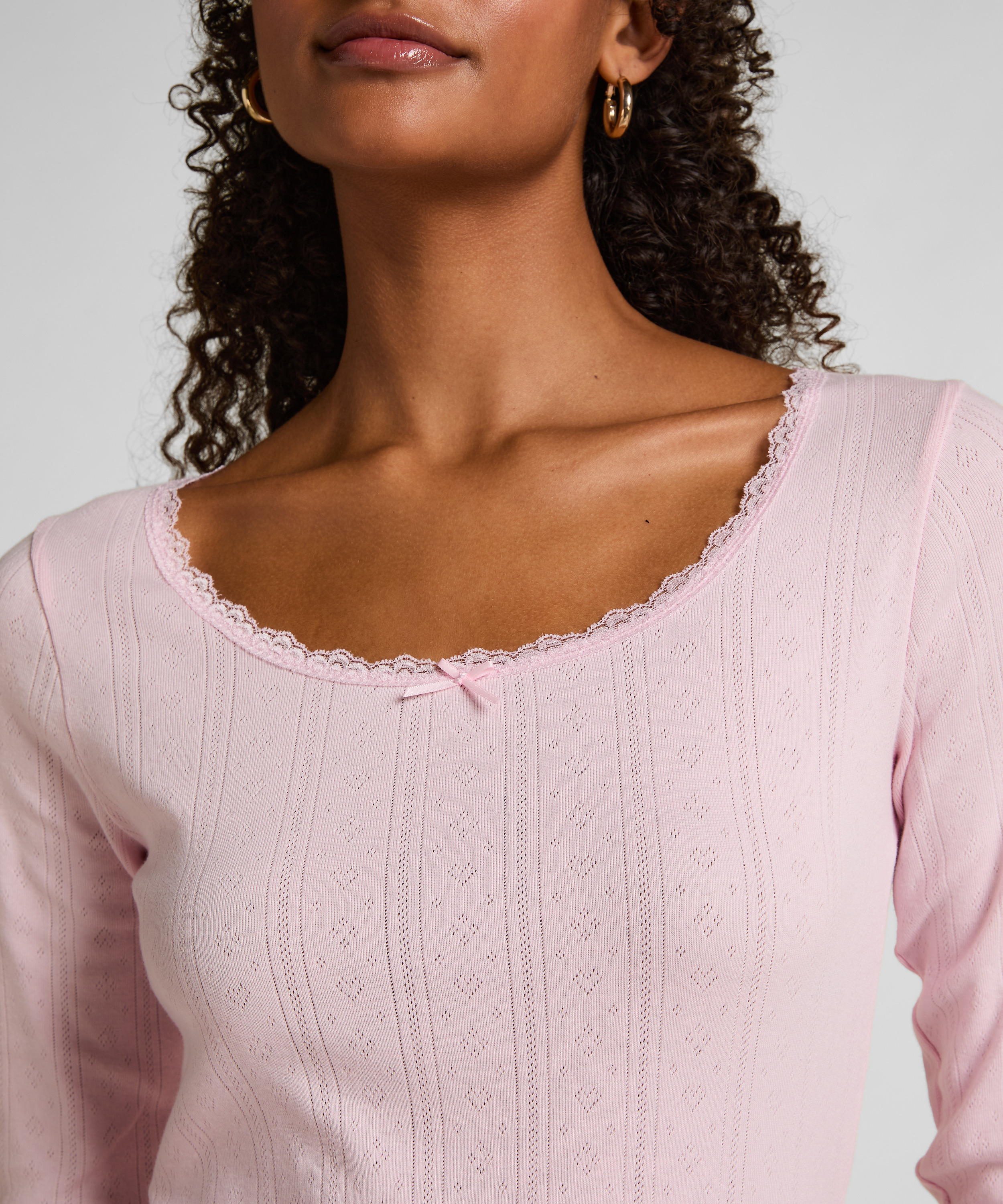 Pyjama top Pointelle, Pink, main