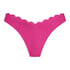 Scallop Lurex High-Leg Bikini Bottoms, Pink