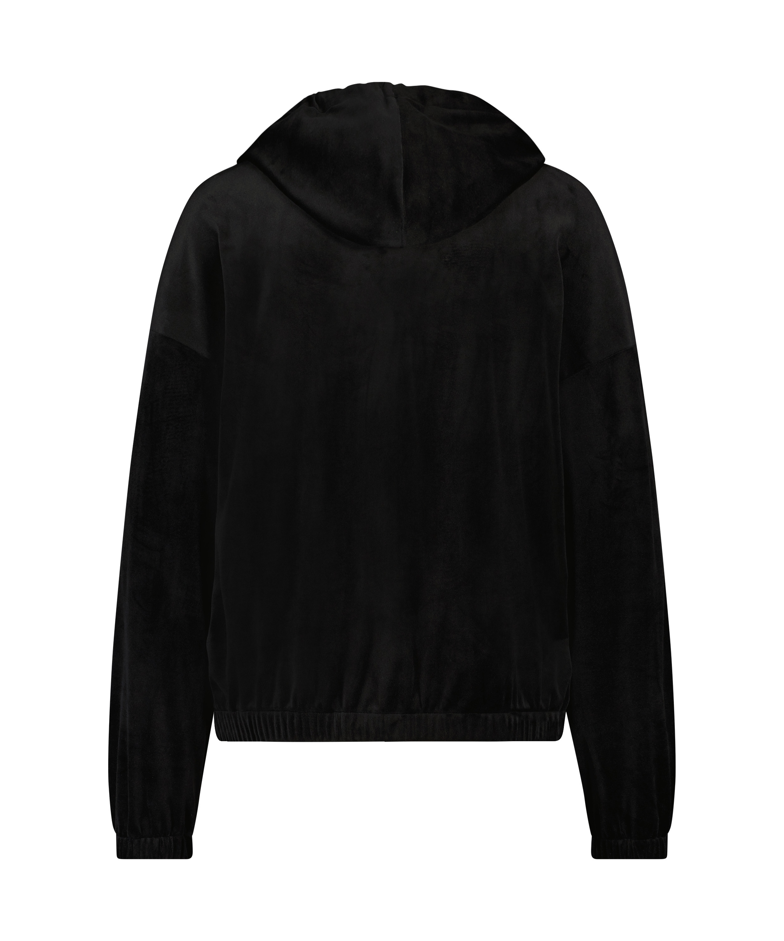 Velour hoodie jacket, Black, main