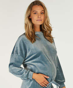 Velvet maternity top, Blue