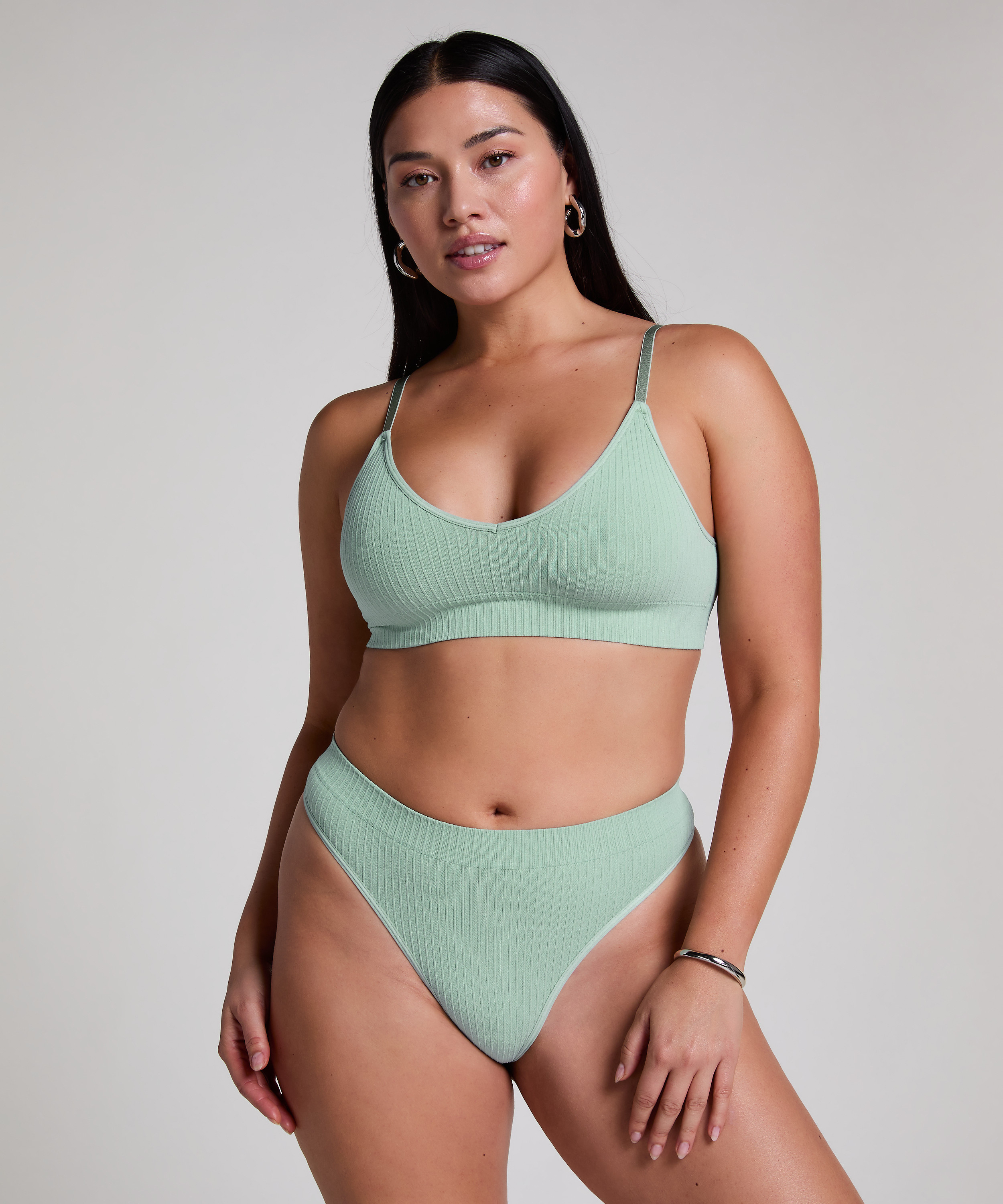 Dianne High Leg Thong, Green, main