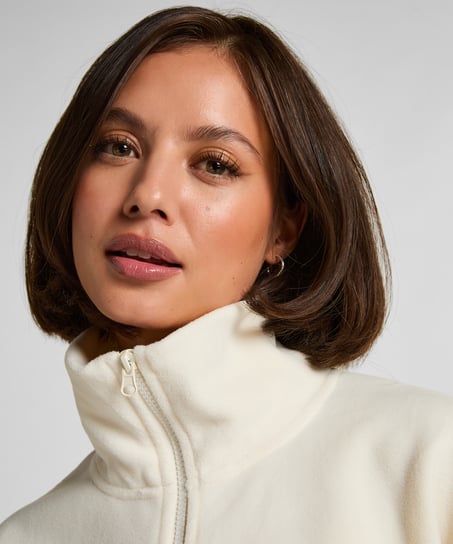 Top Half Zip Sporty Fleece, White