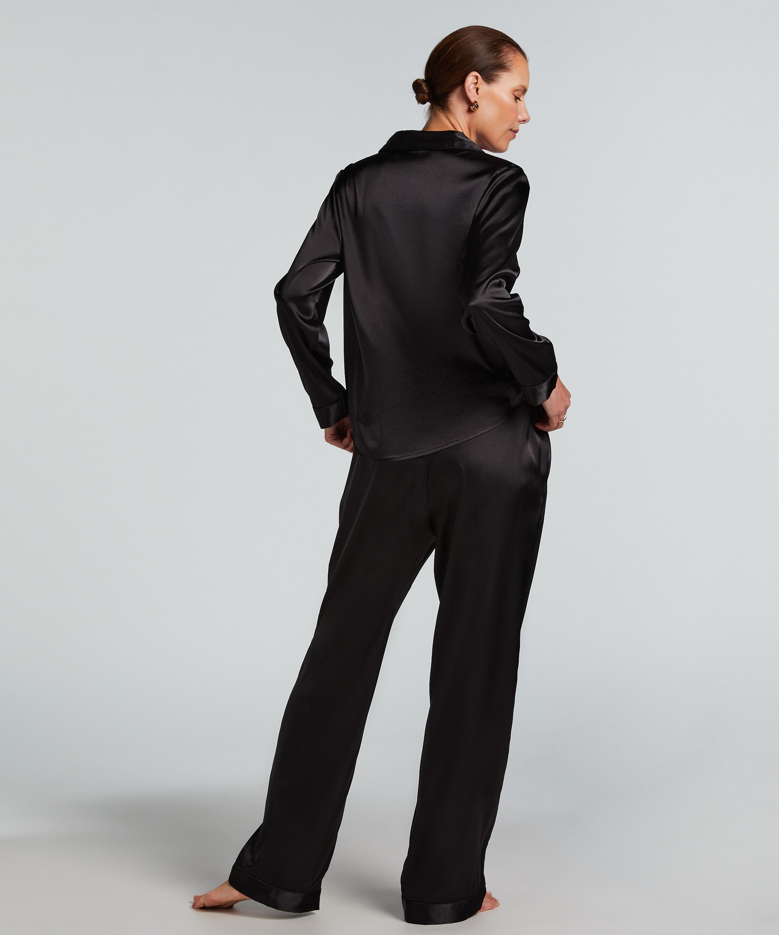 Satin Trousers, Black, main