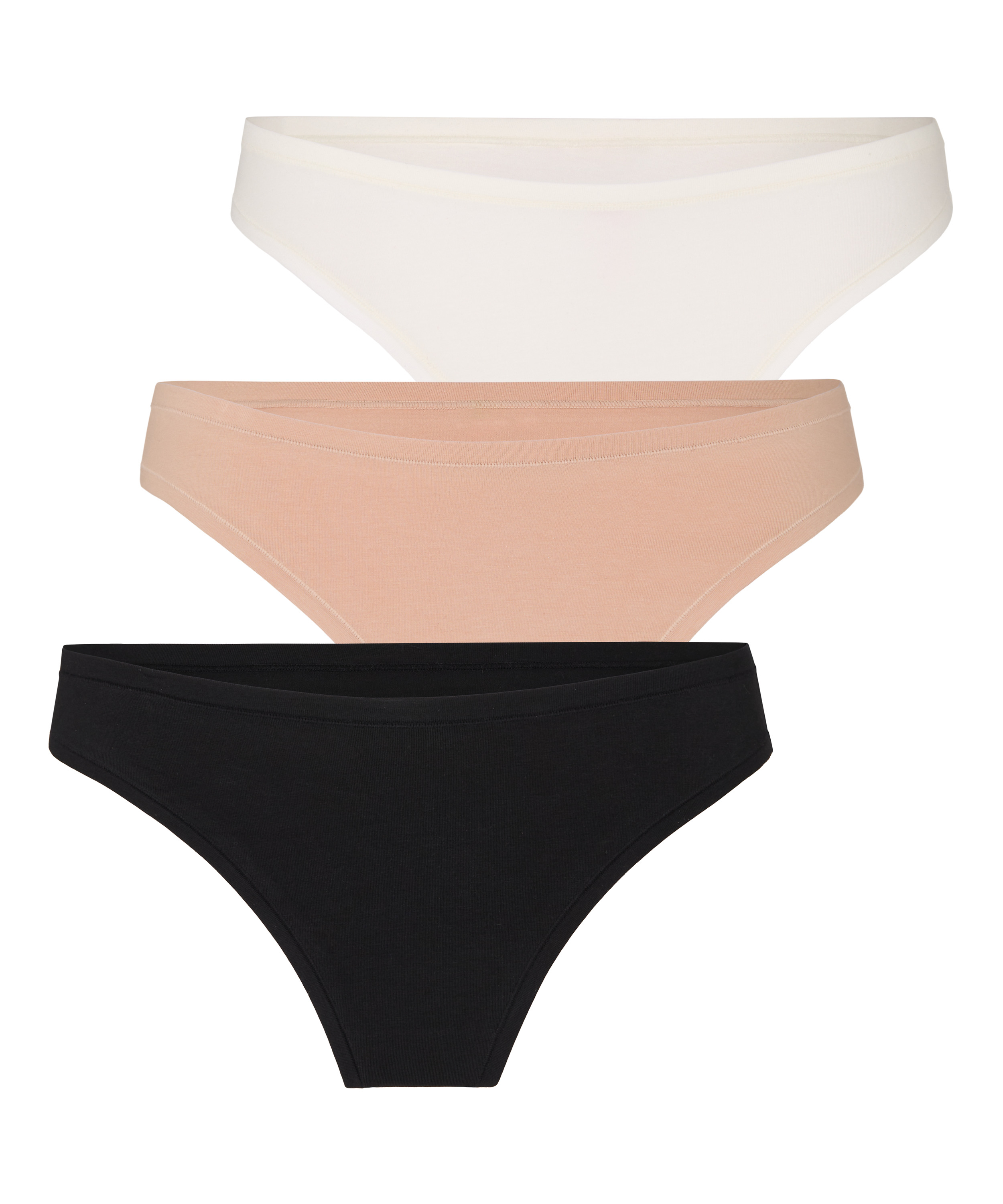 Multipack Cotton Thong, Beige, main