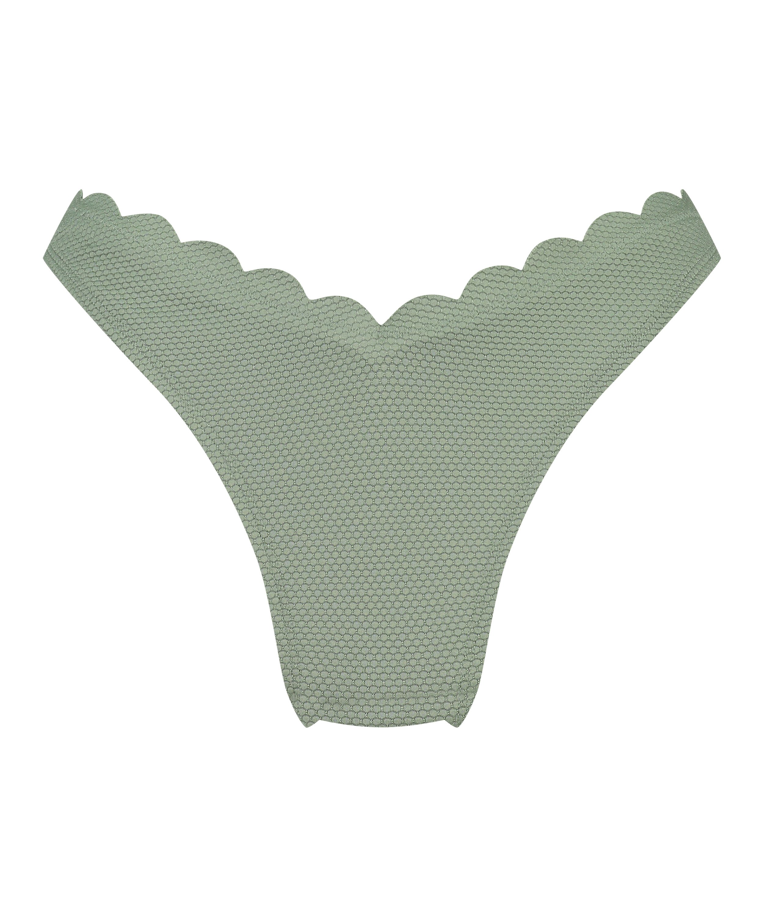 Scallop High-Leg Bikini Bottoms, Green