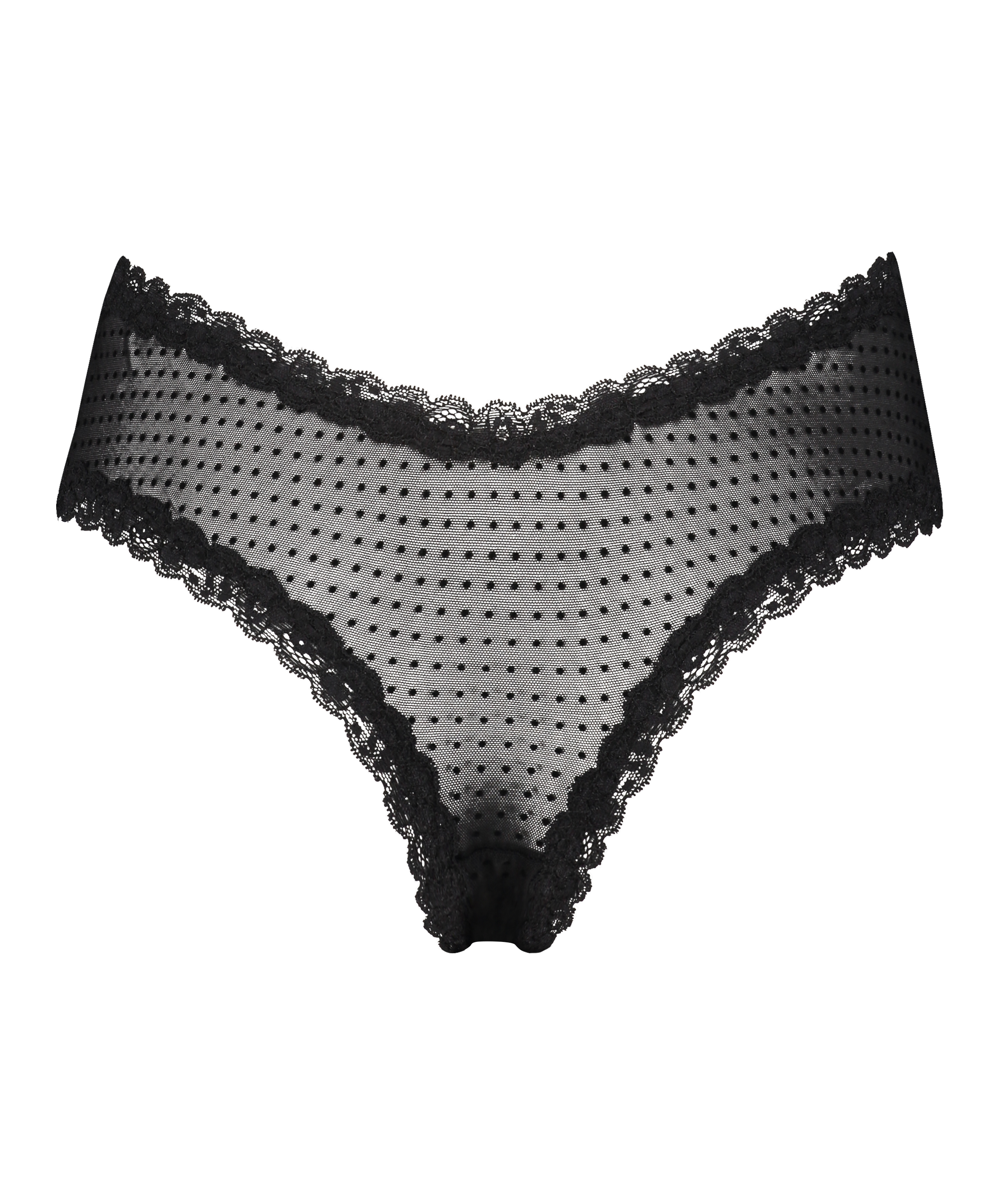 V-shaped Brazilian knickers mesh, Black, main