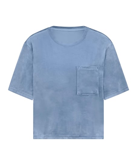 Top Velours Pocket, Blue