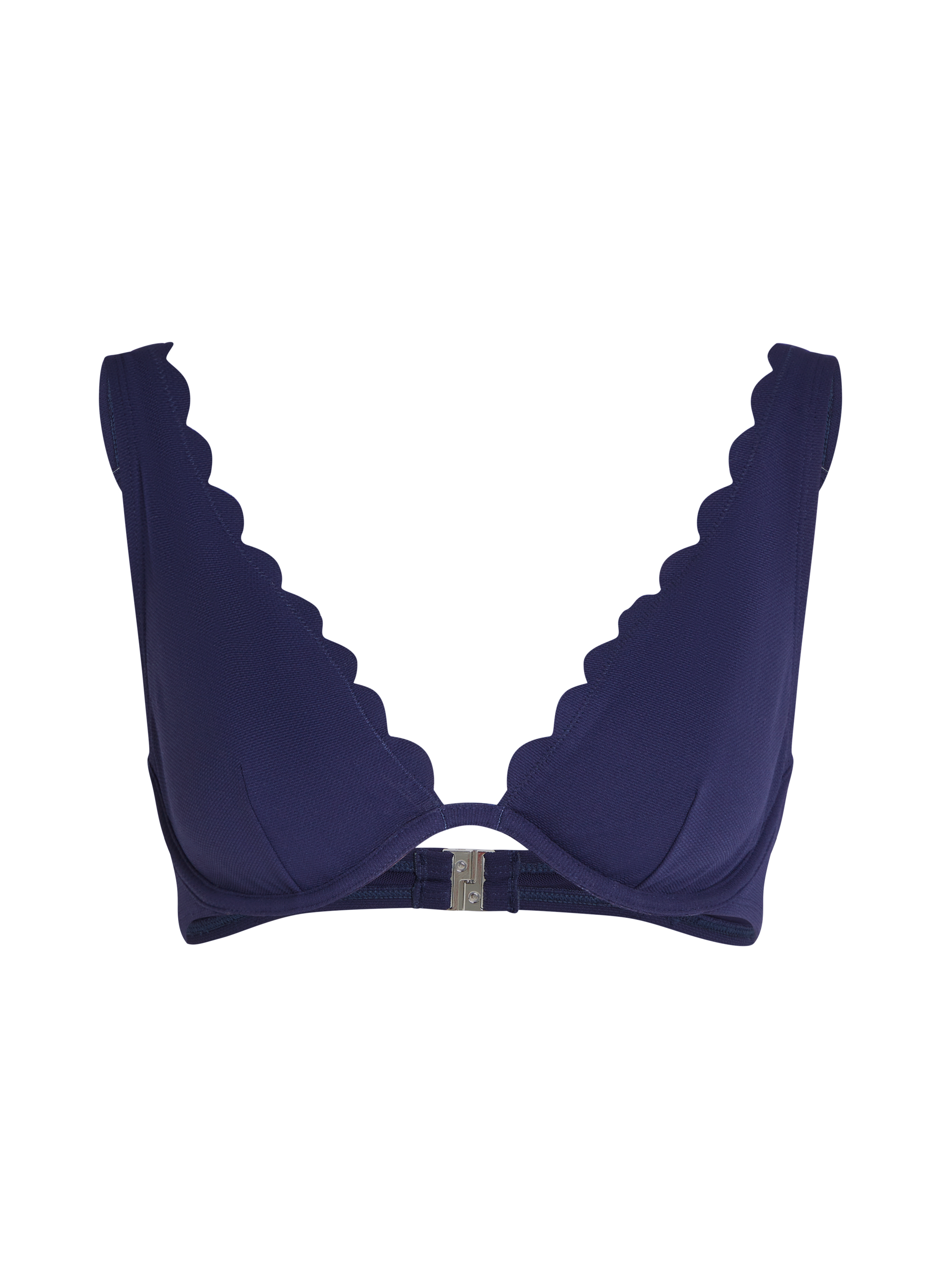 Scallop non-padded underwired bikini top, Blue, main