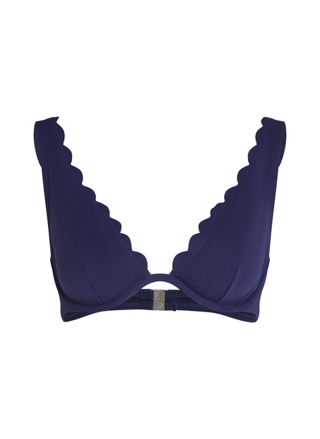 Scallop non-padded underwired bikini top, Blue