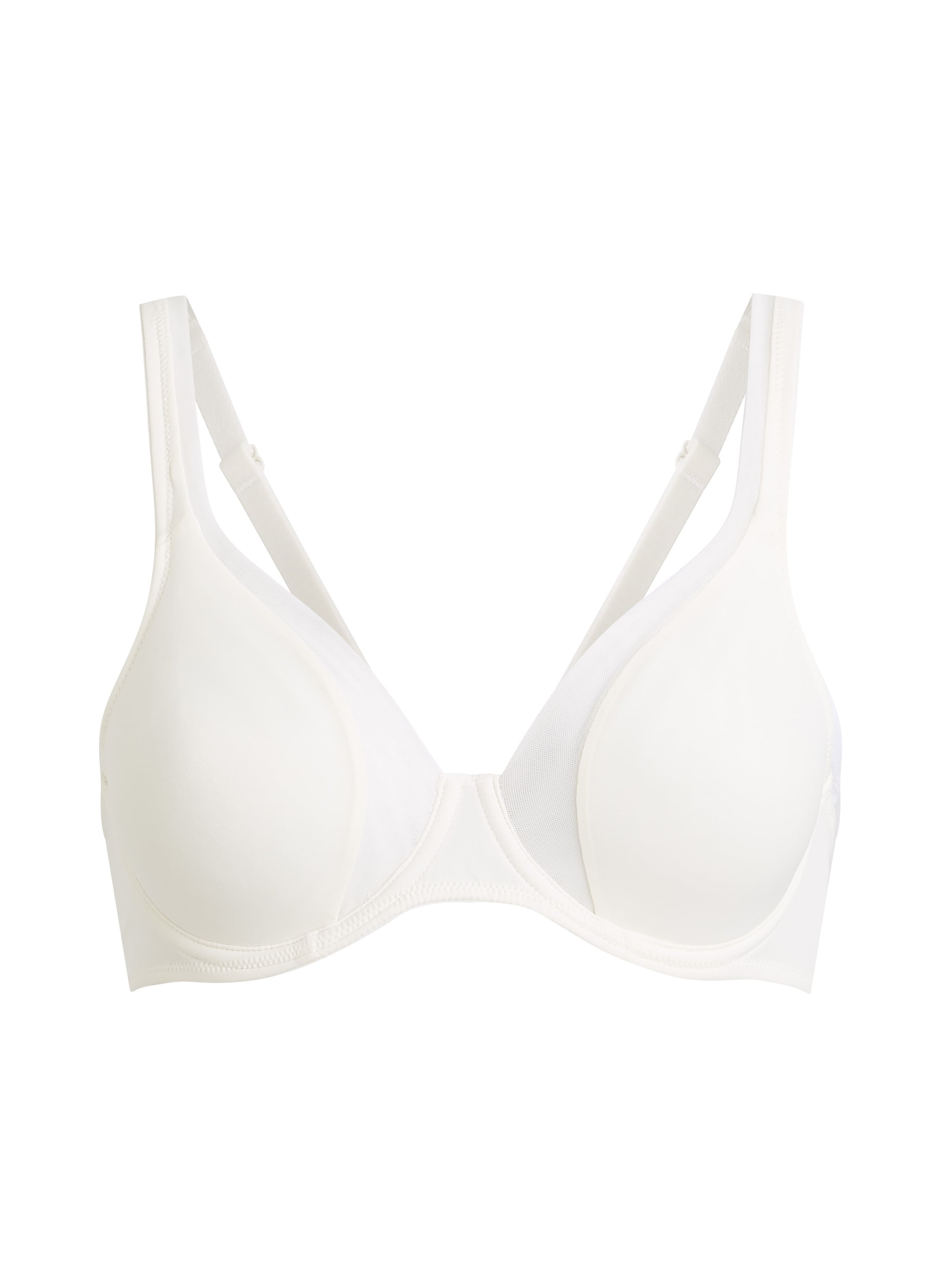 Mesh non-padded underwired bra, White, main