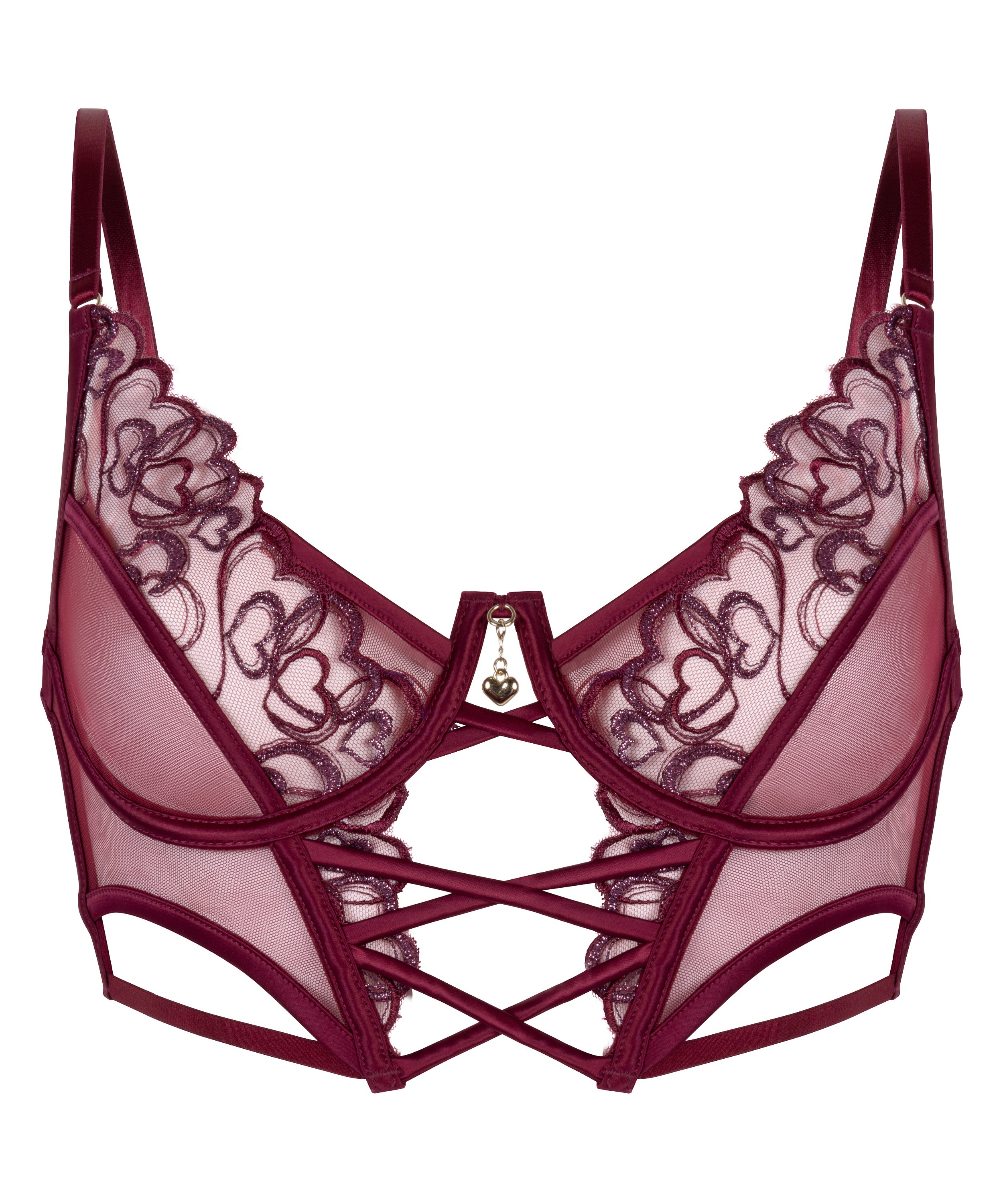 Scarlett Non-Padded Underwired Longline Bra, Red, main