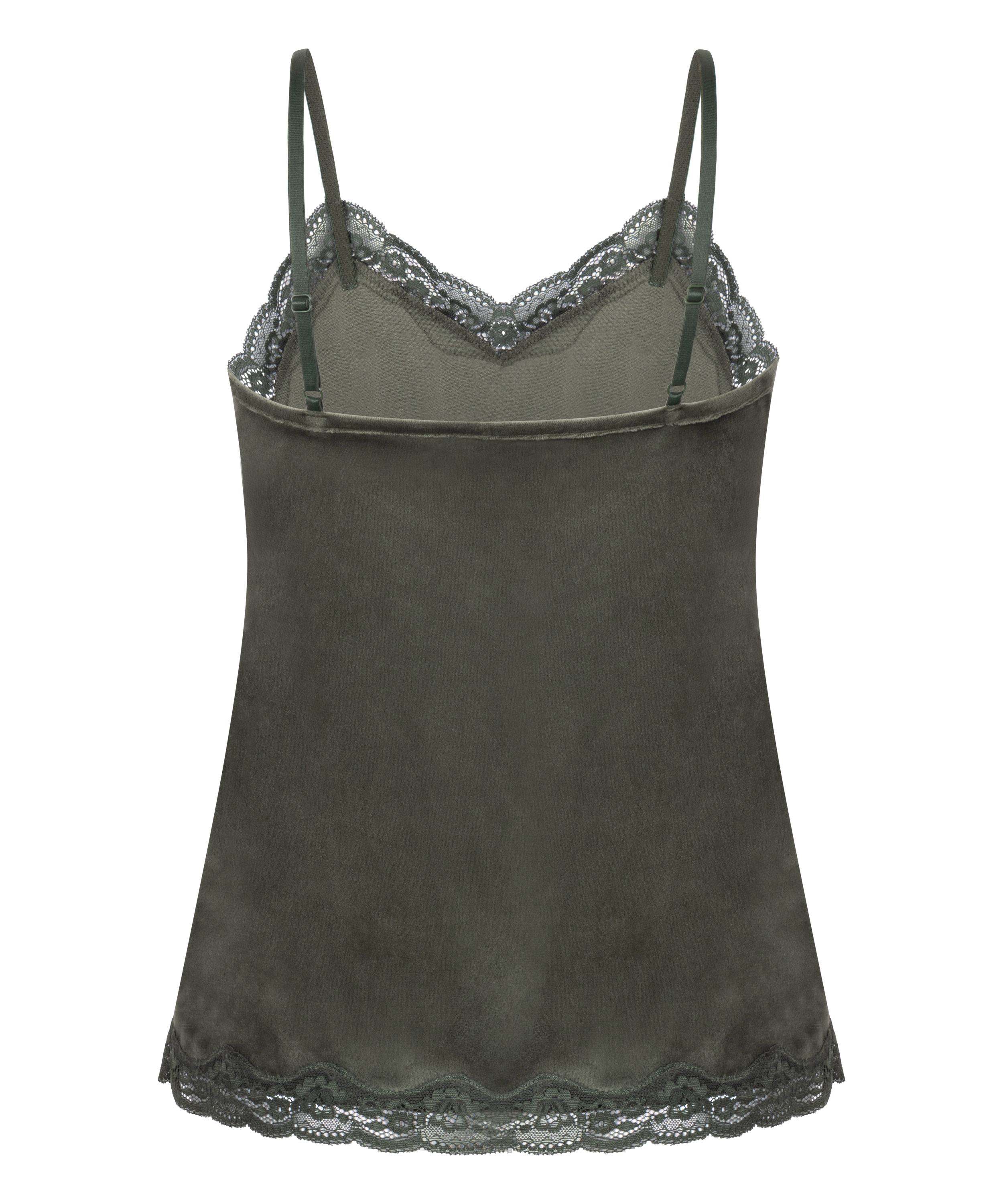 Velours Lace Cami Top, Green, main