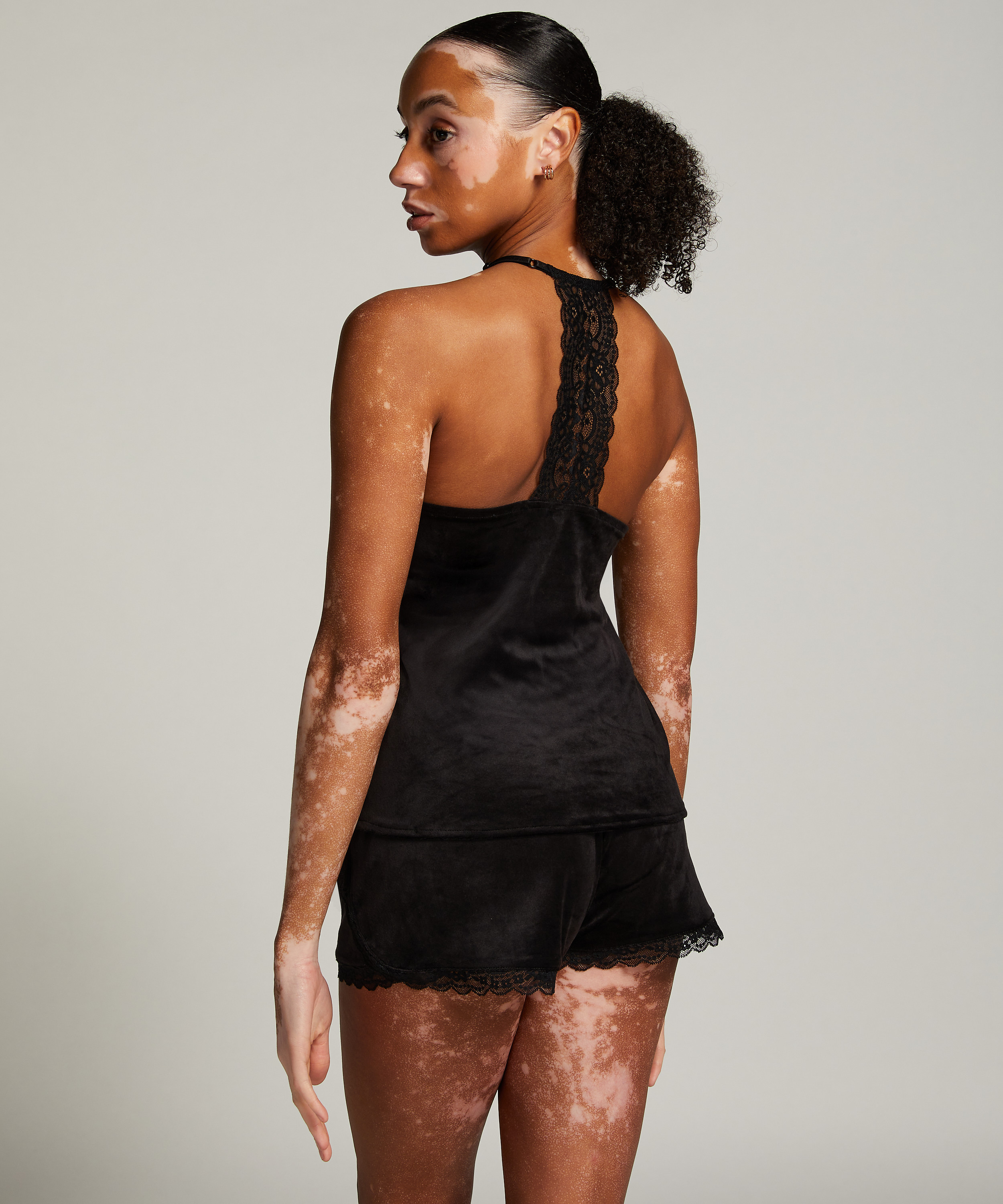 Velvet Lace Shorts, Black, main