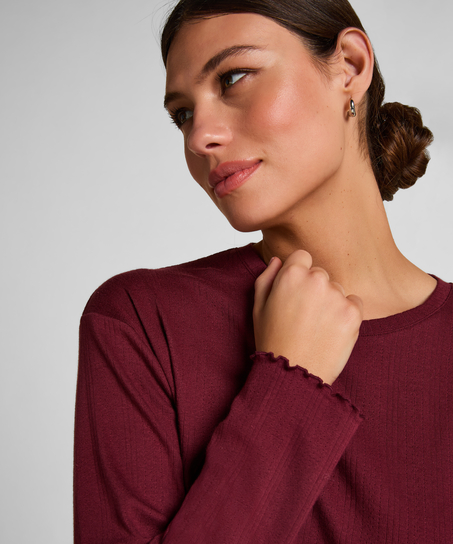 Pyjama Top Loose Pointelle, Red