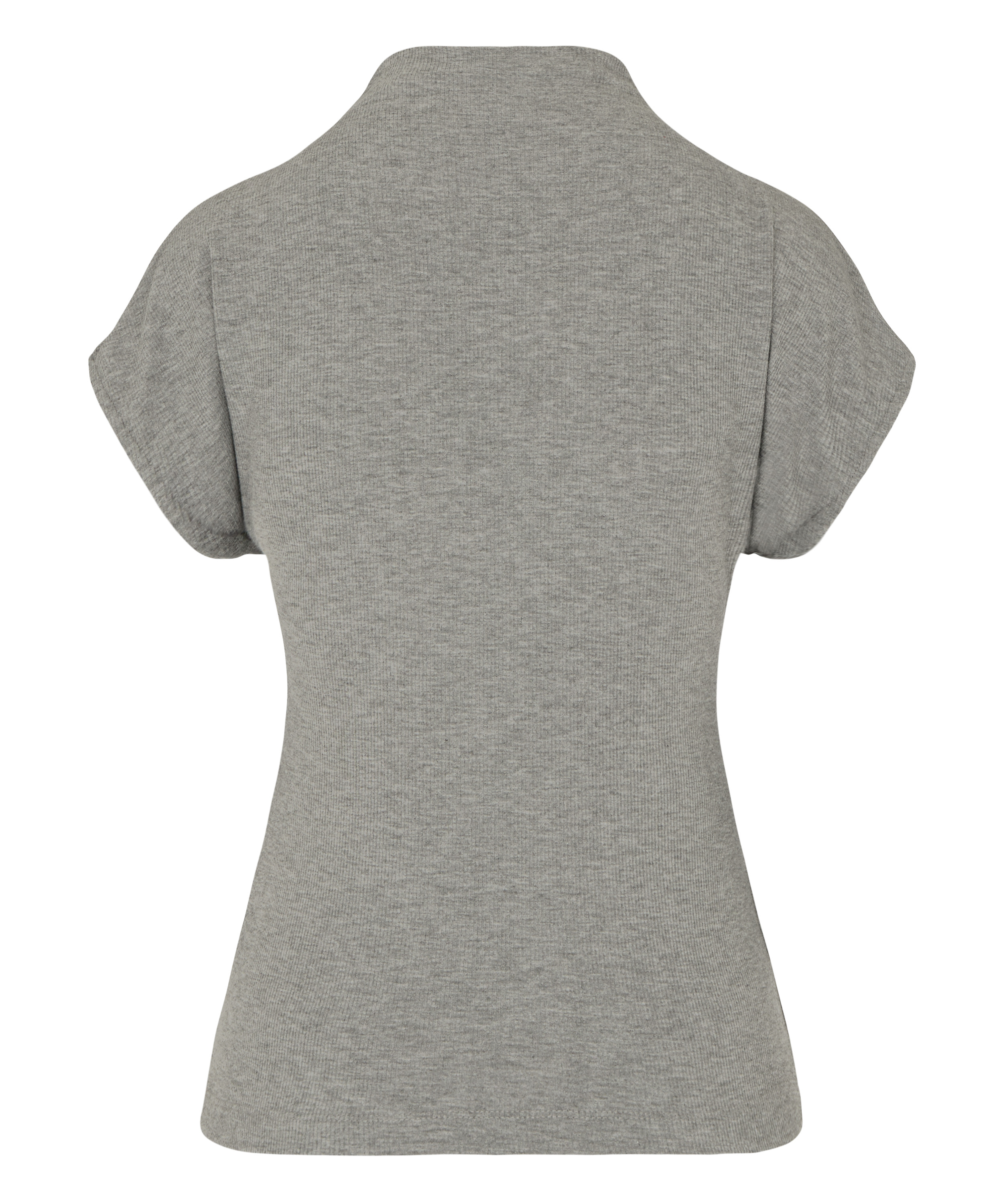 Top Short Sleeves Rib Mockneck, Gray, main
