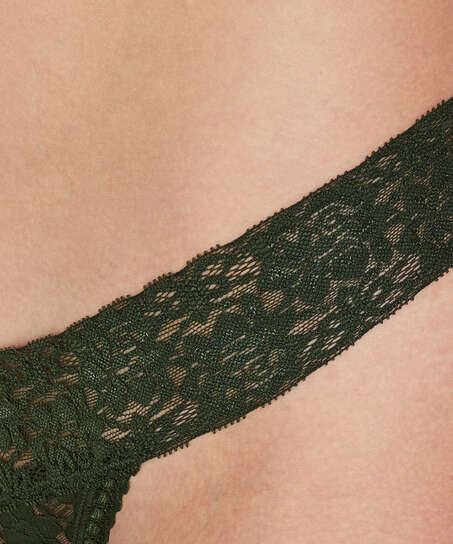 Floral Lace Thong, Green