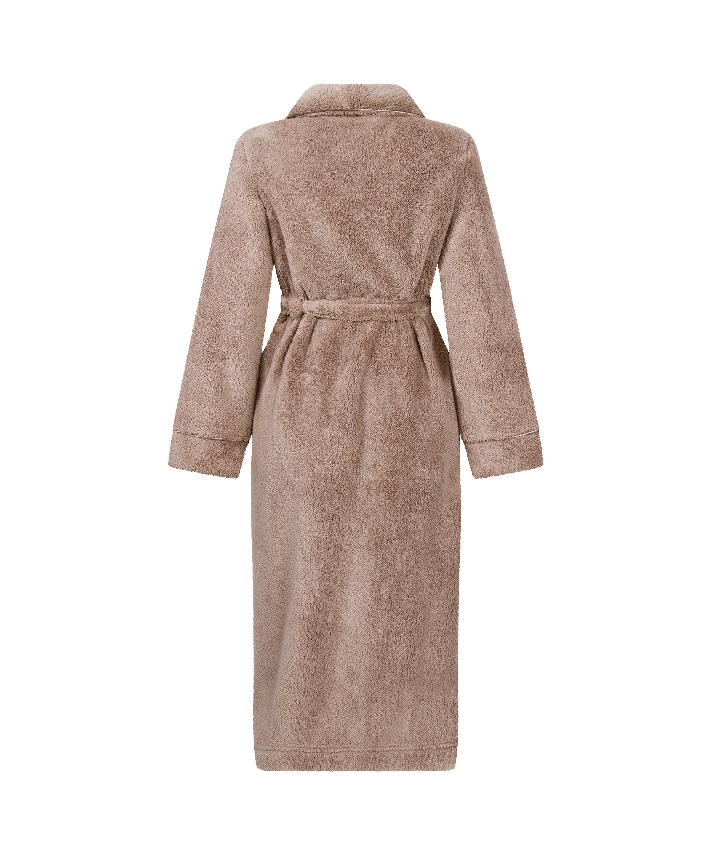 Long Fleece Bathrobe, Beige, main