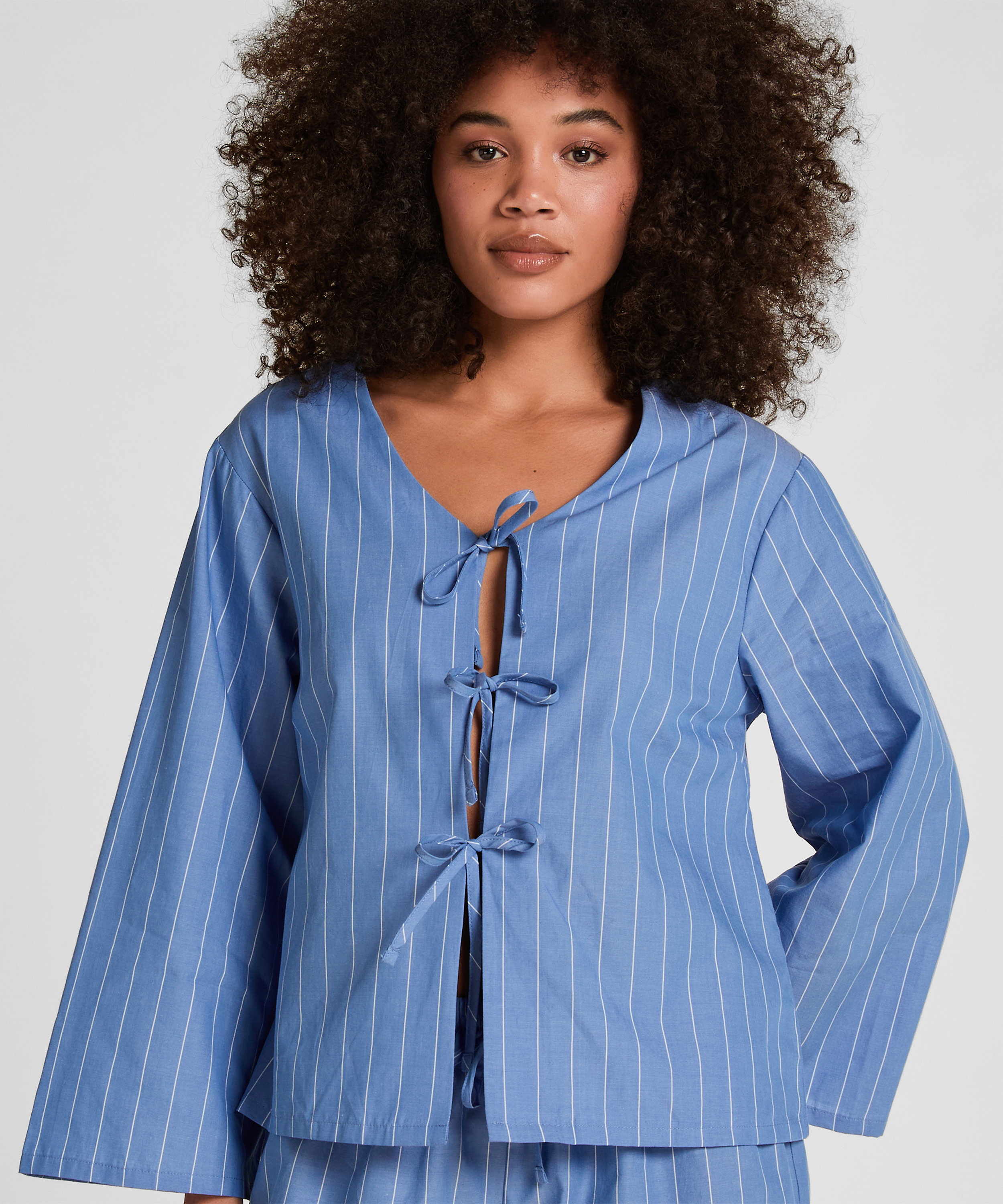Striped Pyjama Jacket, Blue, main