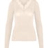 super soft Lace V-Neck Shirt with Cashmere, White