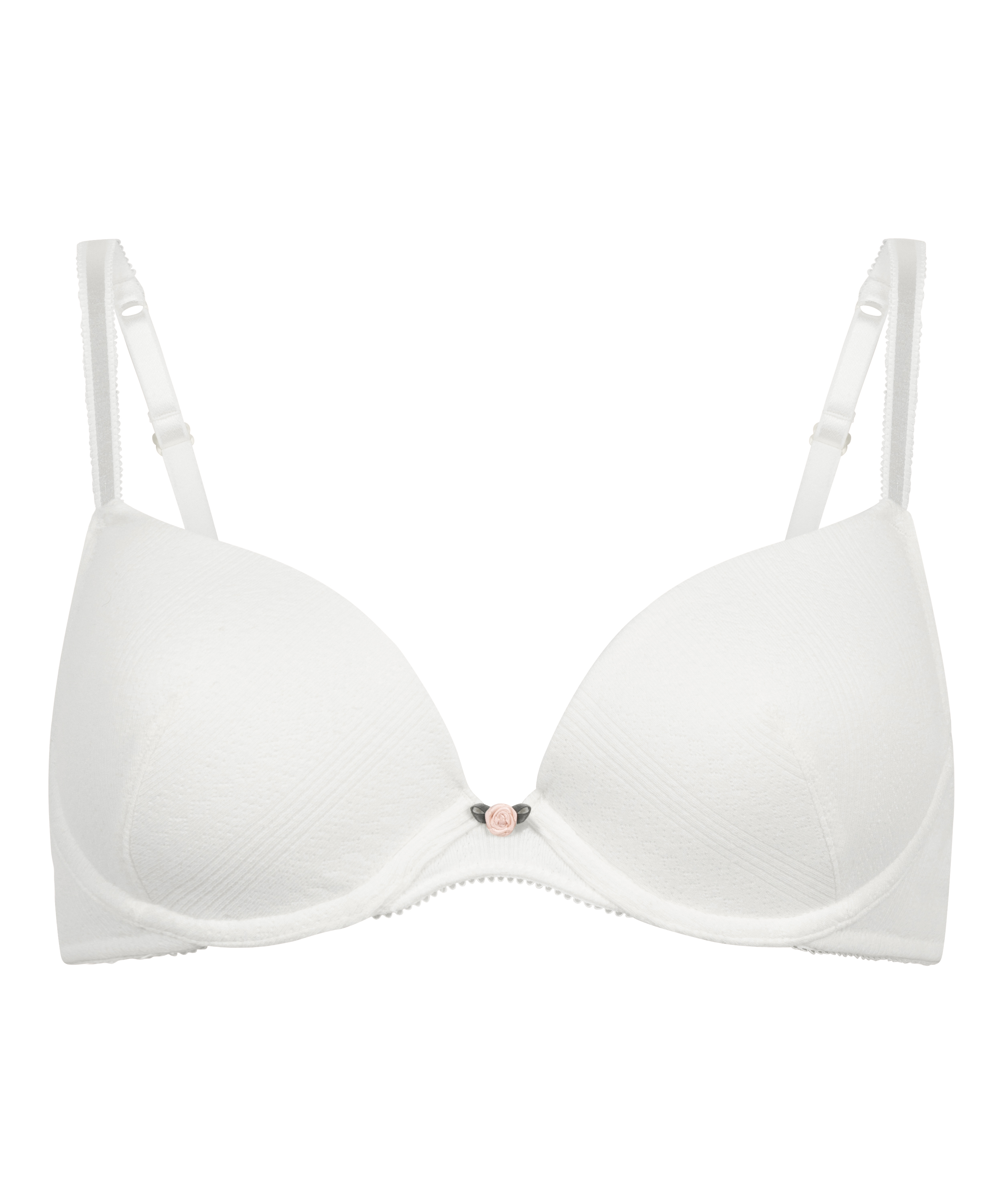 Pointelle Padded Underwired Bra, White, main