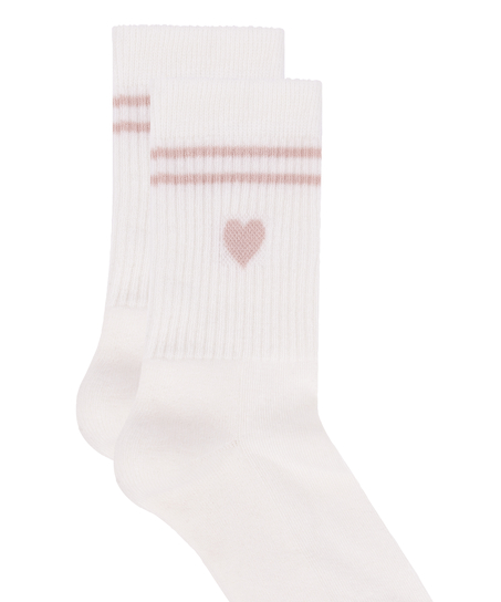 Cotton Crew Socks, White